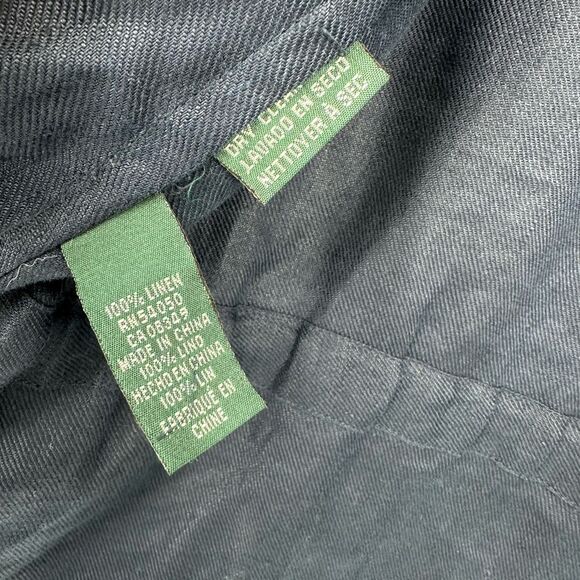Vintage Lauren Ralph Lauren Linen Utility Jacket Navy Womens L Hooded Coastal - Picture 4 of 13